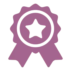 Purple award ribbon with central star